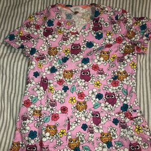 XS owl scrub top